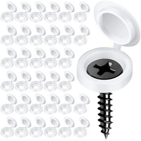 Serplex 300Pcs Plastic Hinged Screw Cap Covers, Flip Tops For Protecting Screw Heads, For Home & Industrial Use (White)