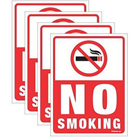 Clickforsign No Smoking Sign Board - 4 Pieces - Rust Free - Clear And Visible Text - Light, Tough, Long-Lasting - Stop Cigarette/Cigar Use - Perfect For Office