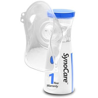 Synocare Portable Mesh Nebulizer For Adults & Kids, Handheld Nebuliser Machine With 2 Masks, 1 Mouth Piece & Usb, Cool Mist Inhailer For Cold & Cough, Breathing Problems - (White)