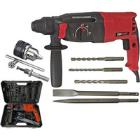 Inditrust Red 1250W 6 Months Warranty 26Mm 2-26 Re Reversible Rotary Hammer Drill Machine With 3 Modes 3 Hammers Bits 2 Chisels And 13Mm Drill Chuck Key And Adapter Set 100% Copper Winding