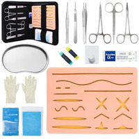 Pavilion Upgraded Suture Practice Kit 24 Pcs Medical Training For Students And Professionals Realistic Silicone Pad Reinforced Anti-Rip Design Complete Suturing Tools Set