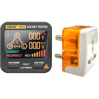 Amicisense Rcd Socket Tester, Large Lcd With Live Voltage And Leakage Display, Automatic Earth Neutral Line Wire Check Wall Plug Voltage And Leakage Tester, 230Vac