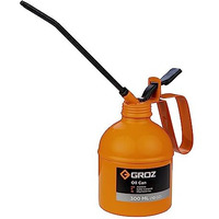 Groz 300 Ml Oil Can With 6 Rigid Steel Spout | Oil Can For Household, Automobiles | Powder Coated Finish | Double Check Valve Steel Pump| Capacity: 300 Ml | V300R