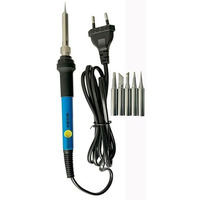 Inditrust New Complete Kit Of Soldering Iron With Adjustable Temp And 5X Bits Of Different Shapes 60W Temperature Controlled (Round Tip)