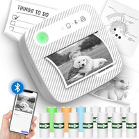 Zeitel Thermal Label Printer Sticker Printer Black On White Bluetooth Printer For Android & Ios System Label Printer With 13 Rolls Print Paper Portable Printer For Notes, Scrapbooking, Food Labels