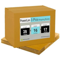 Powerlon 5 Ply Strong 28 X 16 X 17 Inches Large Size Heavy-Duty Carton Boxes For House Shifting, Packing, Moving And Other Proposes (Pack Of 3)