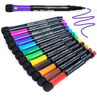 Hasthip White Board Marker, 12 Colors Magnetic Whiteboard Markers With Eraser Cap, Low Odor Magnetic Dry Erase Markers Fine Point Tip For Kids & Teachers, Home, Office And School Supplies