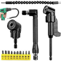 Serplex Set Of 14Pcs Flexible Drill Bit Extension, With 2Pcs Hex Shank 105 Right Angle Drill Attachment, 10Pcs Screwdriver Bits 90 Angled Bits And Bendable Drill Bit Extension Set