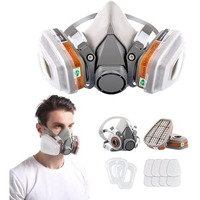 Serplex Reusable Respirator Face Cover With Filters, Industrial Respirator Mask For Men, 6200 Half Respirator Face Cover For Paint, Dust And Formaldehyde, Sanding, Polishing, Spraying, Chemicals