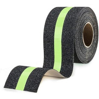 Ceridwen Anti Slip Tape With Glow In Dark Stripe For Stairs, 2 Inchx16.4 Foot, High Traction Grip Tape, Waterproof Non Slip Strips For Stair Treads, Easy Install, Black & Green