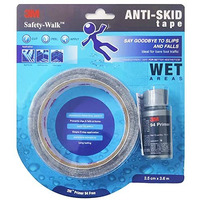3M Anti Skid Tape With Primer 10Ml, Heavy Duty Transparent Adhesive Tape For Bathrooms, Kitchen, Bathtubs, Prevent Slip & Falls, Easy To Apply, Long Lasting, Skid Resistant (2.5Cmx3.6M, Wet Areas)