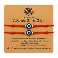 Shalinindia 7-Knot Red Evil Eye Handmade Bracelet Set Of 2, Rakhi For Brother, Bhaiya | Adjustable Good Luck Protection Bracelet, Lucky Kabbalah For Men And Women