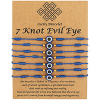 Shalinindia 7-Knot Blue Evil Eye Handmade Bracelet Set Of 7, Rakhi For Brother, Bhaiya | Adjustable Good Luck Protection Bracelet, Lucky Kabbalah For Men And Women