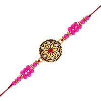 Aheli Traditional Gold Plated Designer Pearl Rakhi With Rakshabandhan Greeting Card For Men Boys