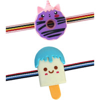 Cluze Rakhi For Kids Set Of 2 Cute Doughnut And Ice-Cream Eraser Shape Rakhi For Boys/Girls/Bhateeja