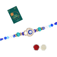 Estele Evil Eye Rakhi For Bhaiya: Gold-Plated Stunning Heart Shape Evil Eye Designer Premium Rakhi With Roli Chawal & Greeting Card For Brother & Sister|Celebrate Raksha Bandhan With Love & Elegance