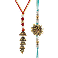 Lucky Jewellery Rakhi Silver Oxidisedrakhe Boho Collection Rakshabandan Rakhee Bracelet For Bro/Brother/Bhaiya/Bhai/Bhabhi Rakshasutra (150-M5Jor1-996-S-4)
