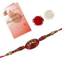 Lucky Jewellery Rakhi 18 K Gold Plated Pachi Work Mustache Rakshabandan Rakhe Crystal And White Stone Rakhee Bracelet (89-S5R1-8320-1)