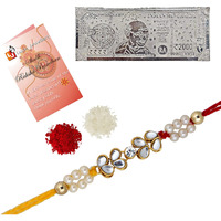 Lucky Jewellery 18 K Gold Plated 99.99 Silver Pure Chandi Two Thousand Rupee Note Rakhi Boho Collection Rakshabandan Rakhee Bracelet For Bro/Brother/Bhaiya/Bhai/Bhabhi Rakshasutra (390-Wzr1-1200-1N)