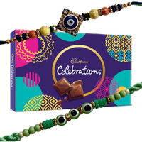 Gifts World Rakhi With Celebrations Assorted Chocolate Gift Pack Gift For Your Loved Ones With Chocolates | Set Of 2 Rakhi + Gift Pack | Special For Rakshabandhan | Rakhi Chocolate Gift For Brother | Rakhi With Chocolate Hamper