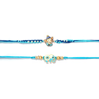 Finemoe Set Of 2 Kids Rakhis Set For Brother, Lord Ganesha Rakhi For Little Brother Bhaiya Bhai With Roli Chawal, Elephant Shaped Designer Rakhi Set For Rakshabandhan Gift And Festival Celebrations