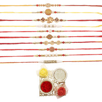 Rajrang Beautiful Rakhi With Roli Tikka For Brother Set Of 10 Multi-Color Rakhi Gift Rakshabandhan
