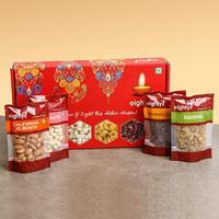 Eighty7 Classic Premium Dry Fruits Rakhi Gift Box 400G | California Almonds, Cashews, Raisins, Dried Cranberries | Plantable Seed Rakhi, Roli Chawal, Chandan, Mishri Set | Healthy Gourmet Snacks | Gift For Brother, Sister, Family