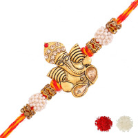Voylla Antique Lord Ganesha Rakhi With Roli Chaawal Pack Multicolour