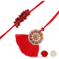 Voylla Designer Bhaiya Bhabhi Rakhi Set With Roli Chaawal Pack