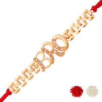 Voylla Bro A Gem Embellished Gold Tone Rakhi With Roli Chawal Pack -Rakhi For Brother