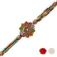 Voylla Leafy Design Rakhi With Muticolor Thread And Beads
