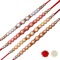 Voylla Set Of 4 Pearl Beads Embellished Flamboyant Rakhi
