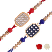 Voylla Set Of 2 Rectangle Cz Embellished Thread Rakhi