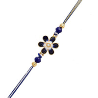 Voylla Ethnic Floral Motif Blue Thread Rakhi With Roli Chawal Pack -Rakhi For Brother