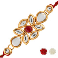 Voylla Ethnic Kundan Polki Thread Rakhi With Roli Chawal Pack -Rakhi For Brother