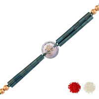 Voylla Men's Bejewelled Green Beads Thread Rakhi For Brother|Pack Of 1|Rakhi Special|