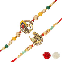 Voylla Lord Krishna Mor Pankh Rakhi Combo For Brother|Lord Krishna Rakhi Set Of 2|Rakhi Gift For Brother
