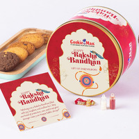 Cookieman Rakhi Gift Box With 300G Assorted Cookies, Rakhi, Roli Tilak Set & Greeting Card | Perfect Raksha Bandhan Hamper For Brother & Sister