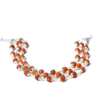 Hem Jewels Pure Silver Rudraksh Rakhi For Brother | Silver Rudaksh Bracelet For Boys And Men | Silver Rakhi | Design : Classic Triple Line Rudraksh (Hjrkh-79)