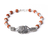 Hem Jewels Pure Silver Rudraksh Rakhi For Brother | Silver Rudaksh Bracelet For Boys And Men | Silver Rakhiwith Motif Of Mahakaal With 3Rd Eye (Hjrkh-75)