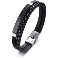 Youbella Men's Black Leather Bracelet | Retro Style Wristband | Birthday Gift For Him