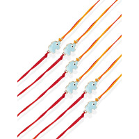 Accessher Ethnic Elegant And Stylish Elephant Design Rakhi For Beloved Brother Pack Of 6 Kids Rakhi With Roli Kumkum Packets And Happy Rakshabandhan Card