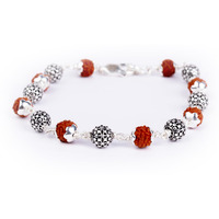 Hem Jewels Pure Silver Rudraksha Rakhi For Brother | Silver Bracelet For Boys And Men | Silver Bracelet Rakhi | Silver Rakhi For Brother | Design: Modern Sphere (Hjrkh-102)