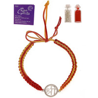 Sukkhi Rakhi 925 Sterling Silver Shree Ganesha Rakhi Bracelet For Men With Roli Chawal & Free Greeting Card With Certificate Of Authenticity | 925 Silver Rakhi For Brother | Rak106987