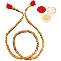 Gifferes - American Diamond Premium Rakhi With Beautiful Box Packaging | Free Roli & Chawal (Beads, Pearls & Gemstones, Long Sacred Dora 1)