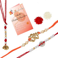 Lucky Jewellery Rakhi 18 K Gold Plated Rakhe Boho Collection Rakshabandan Rakhee Bracelet For Bro/Brother/Bhaiya/Bhai/Bhabhi Rakshasutra (175-Wesvr1-211-W-3)
