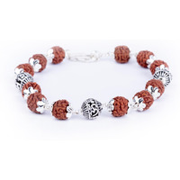 Hem Jewels Pure Silver Rudraksha Rakhi For Brother | 925 Silver Bracelet For Boys And Men | Silver Bracelet Rakhi | Silver Rakhi For Brother | Design: Om Namah Shivay Beads (Hjrkh9-82)
