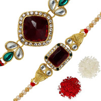 Preyans From Jaipur Mart Strand Bracelet Rakhi With Roli Chawal (2 Piece Combo) (Rkh156Cmb)