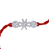 Ananth Jewels Men's Cotton 92.5 Sterling Silver Rakhi Bracelet For Brother (Red)