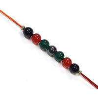 Enlinea Natural Gemstone Rakhi Free Size Carnelian And Hematite Green Jade 8Mm